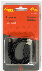 Фото кабеля USB-miniUSB Ritmix RM-220 0.8 м
