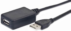 Фото адаптера USB 2 AM-AF Gembird UAE016-BLACK 4.5 м