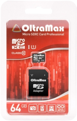 Фото флеш-карты OltraMax MicroSDXC 64GB Class 10 UHS-1 + SD adapter