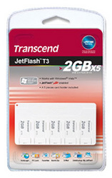 Фото флэш-диска Transcend JetFlash T3 2GB x 5 TS2GJFT3-5