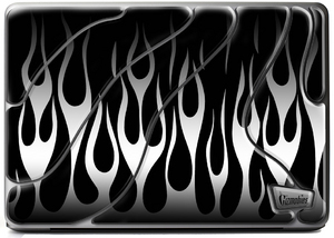 Фото наклейки для Apple MacBook 15 Gizmobies 3D Metallic Flames Silver on Black