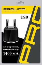 Фото универсальной зарядки Prolife PRO USB 1400 мАч